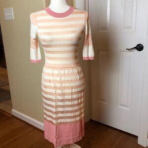 Peter Som Pink Striped Knit Dress Sz XS 0-2